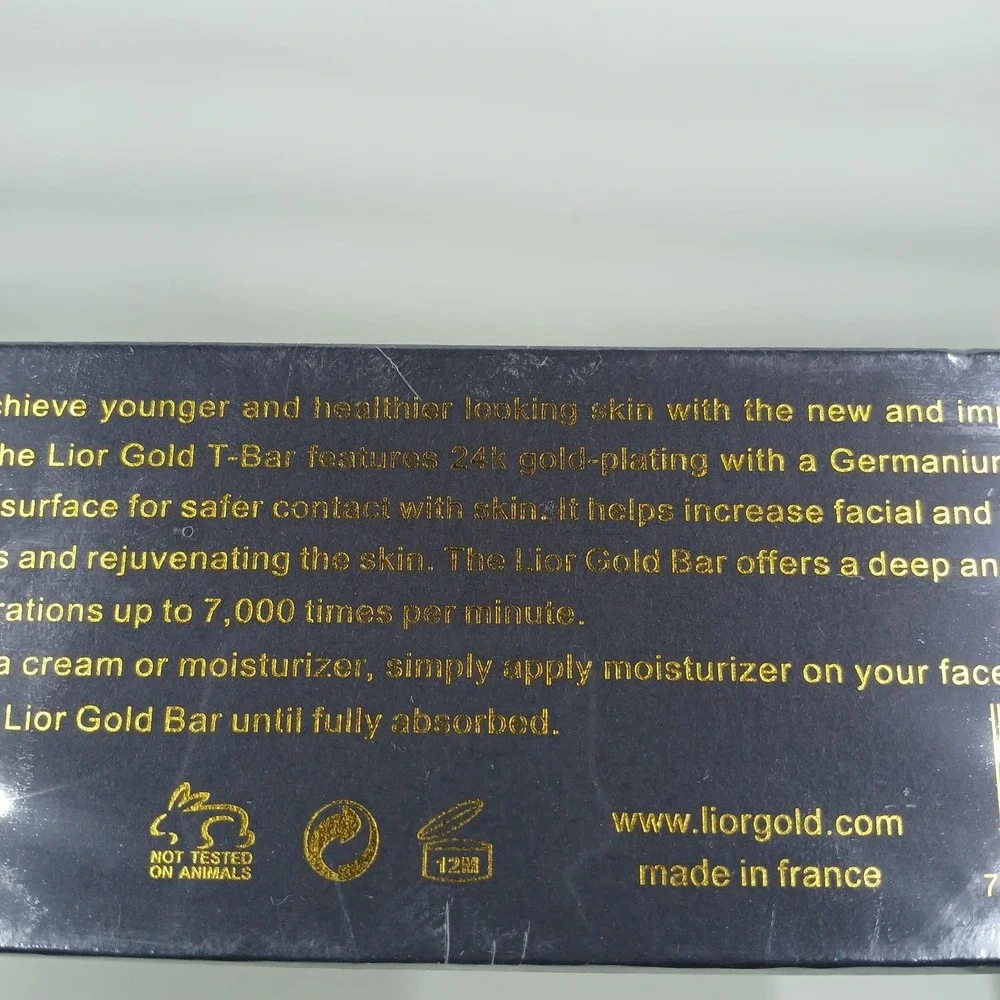 Lior Gold 24K Gold Facial Massager Face‎ Neck Vibrating T-Bar Anti-Aging Tool